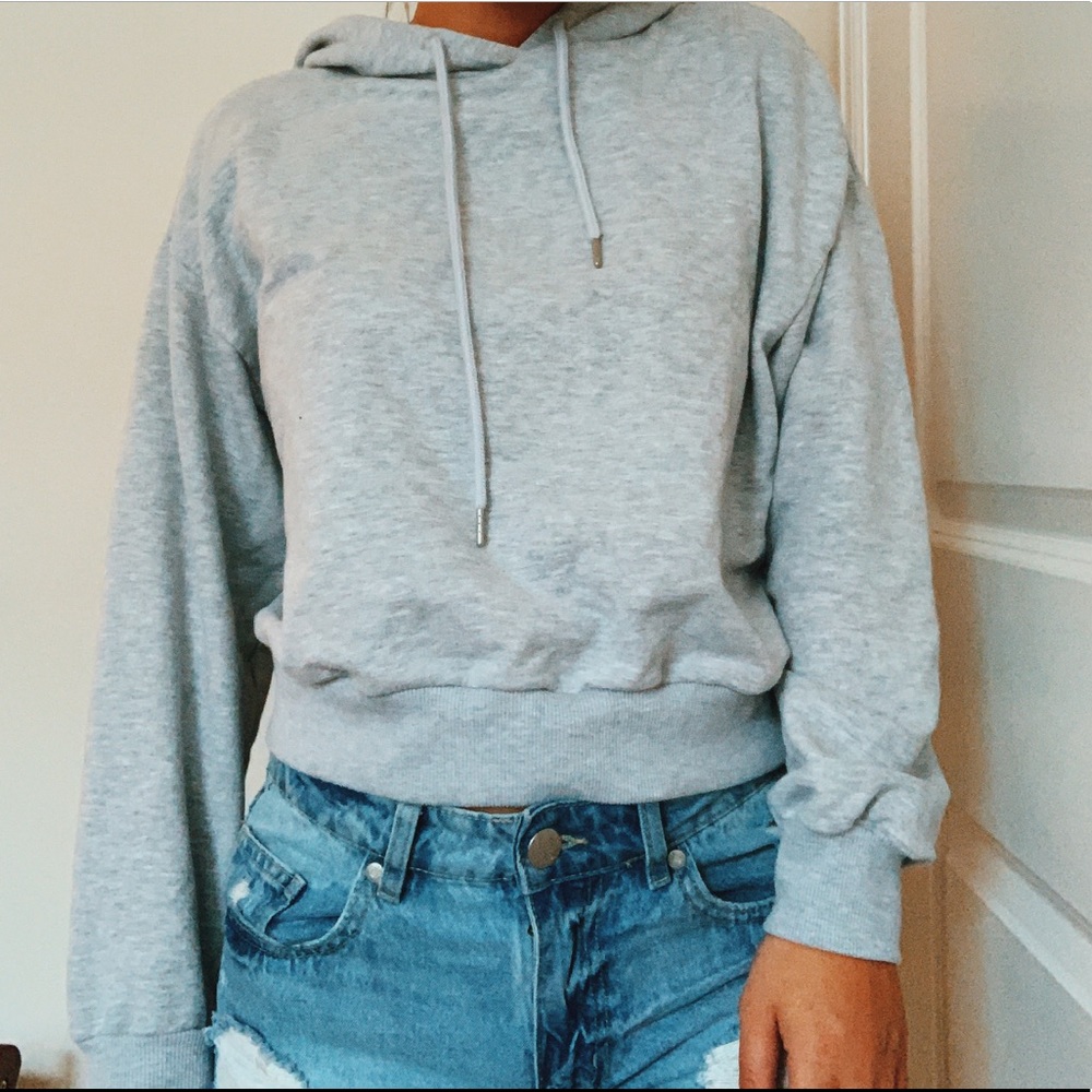 grey cropped hoodie (worn once)